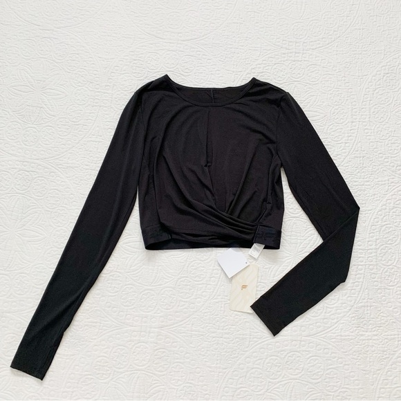 Fabletics Pia Front Twisted Long-Sleeve Top, Black - Picture 3 of 5